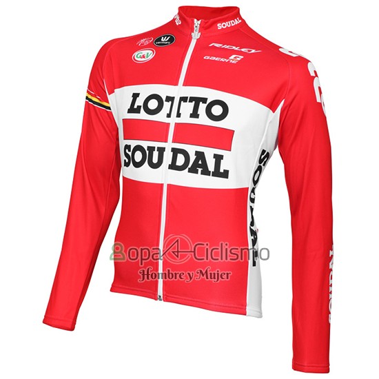 Lotto Soudal Ropa Ciclismo Culotte Largo 2015 Mangas Largas Rojo y Blanco